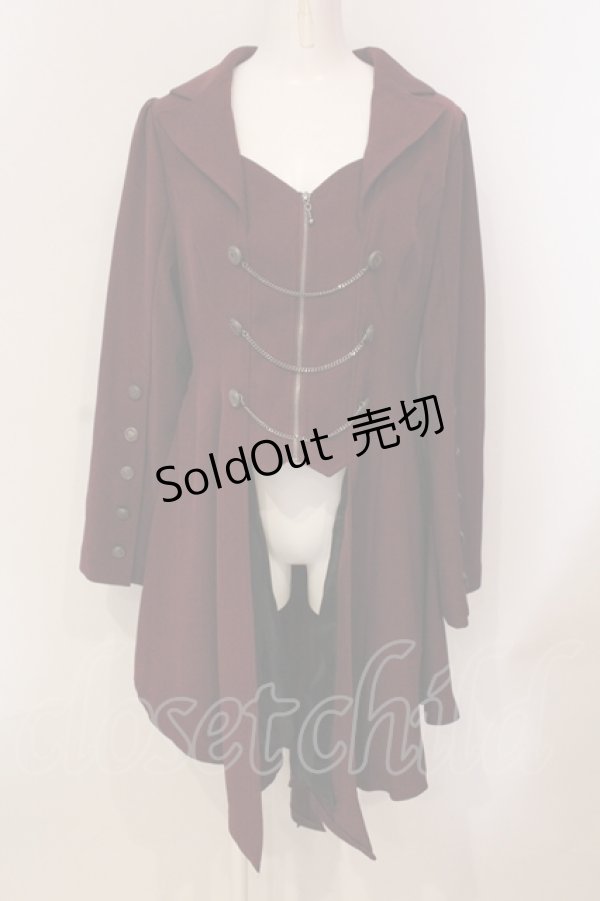画像1: axes femme POETIQUE / 燕尾デザインロングジャケット M ワイン O-25-05-31-066-AX-JA-OW-OS (1)