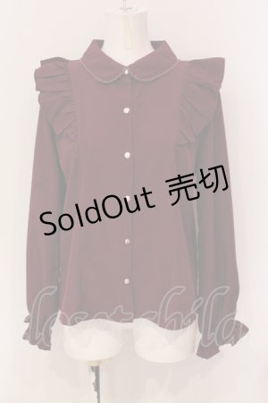 画像: axes femme POETIQUE / リボン付丸襟長袖ブラウス（リボン欠品） M ワイン O-25-05-31-067-AX-BL-OW-OS