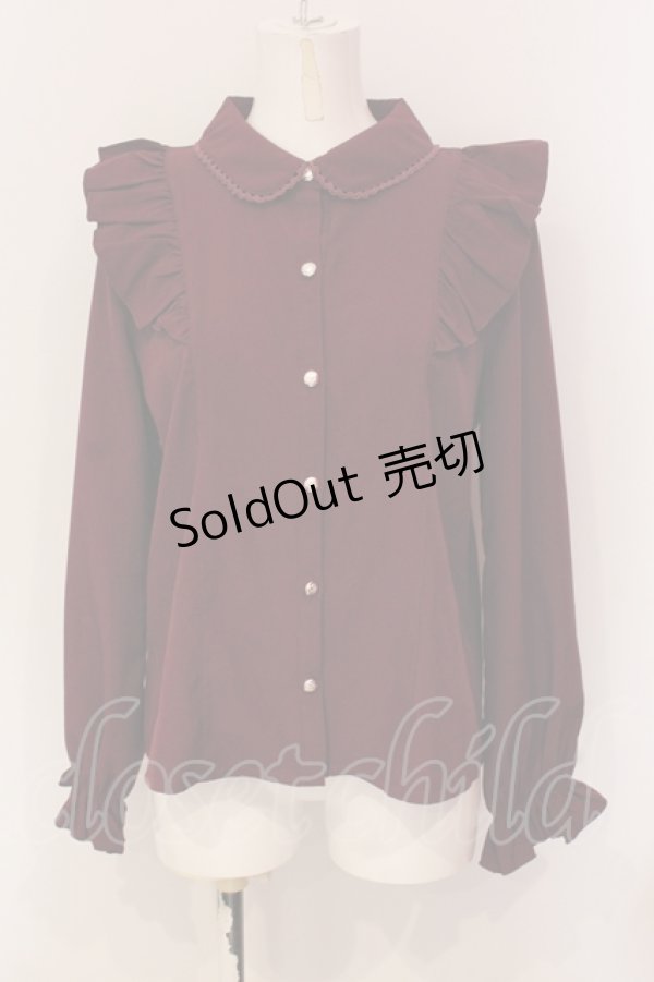 画像1: axes femme POETIQUE / リボン付丸襟長袖ブラウス（リボン欠品） M ワイン O-25-05-31-067-AX-BL-OW-OS (1)