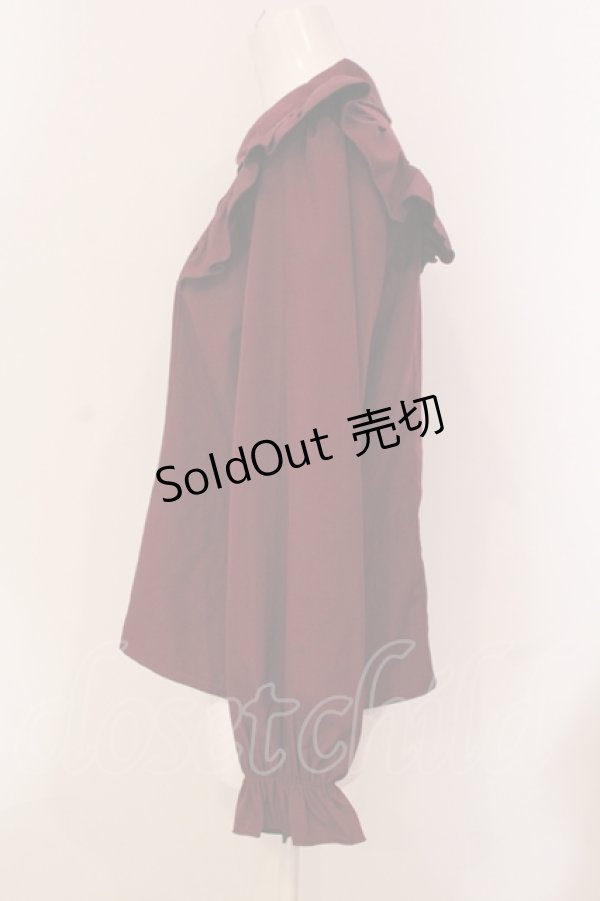 画像2: axes femme POETIQUE / リボン付丸襟長袖ブラウス（リボン欠品） M ワイン O-25-05-31-067-AX-BL-OW-OS (2)