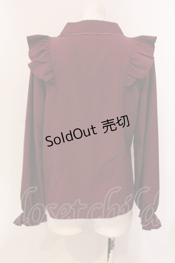 画像3: axes femme POETIQUE / リボン付丸襟長袖ブラウス（リボン欠品） M ワイン O-25-05-31-067-AX-BL-OW-OS (3)