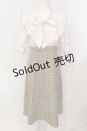 画像: DearMyLoveRose / ボウタイフリルパイピングワンピース M シロ×ベージュ O-25-05-31-072-EL-OP-IG-OS