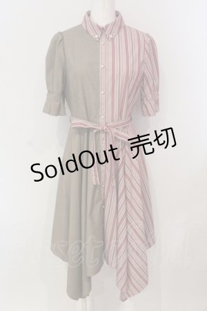 画像: axes femme / バイカラーイレヘムワンピース M アカ×ベージュ O-25-05-31-075-AX-OP-IG-OS