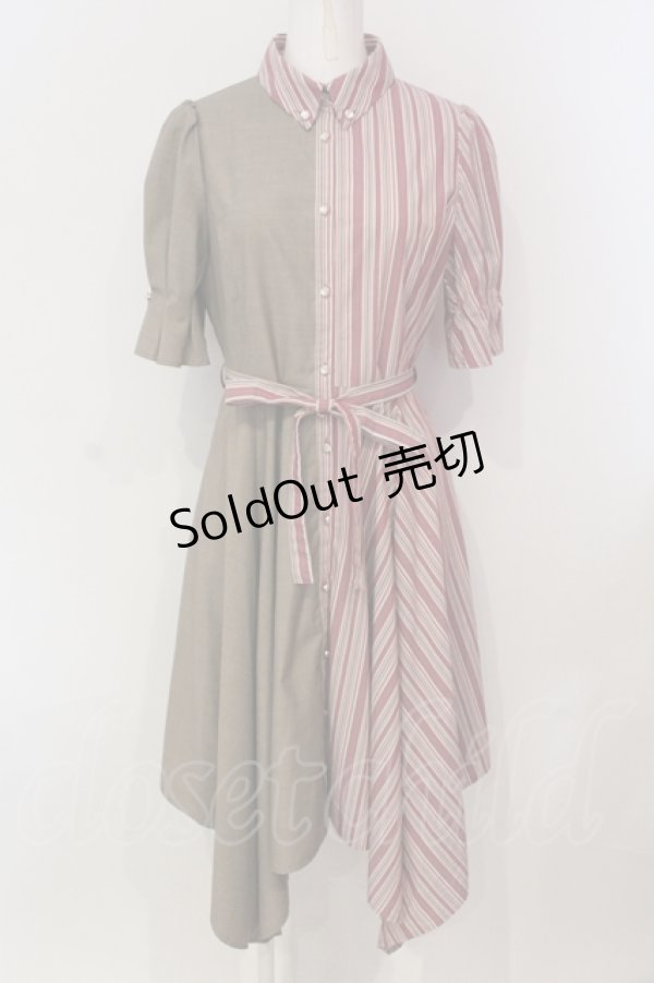 画像1: axes femme / バイカラーイレヘムワンピース M アカ×ベージュ O-25-05-31-075-AX-OP-IG-OS (1)