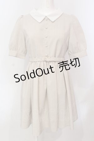 画像: evelyn / チェックベルト襟ワンピース  ベージュ O-25-05-31-085-LO-OP-IG-OS