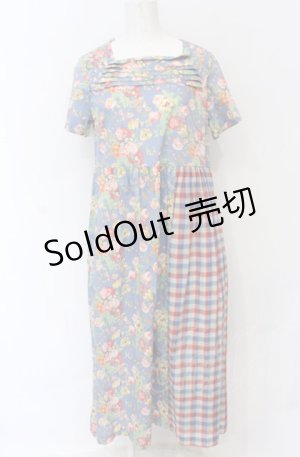 画像: Jane Marple Dans Le Salon / Magical bouquet check one piece　ワンピース M ブルー系 O-25-05-31-2008-JM-OP-OW-ZT039