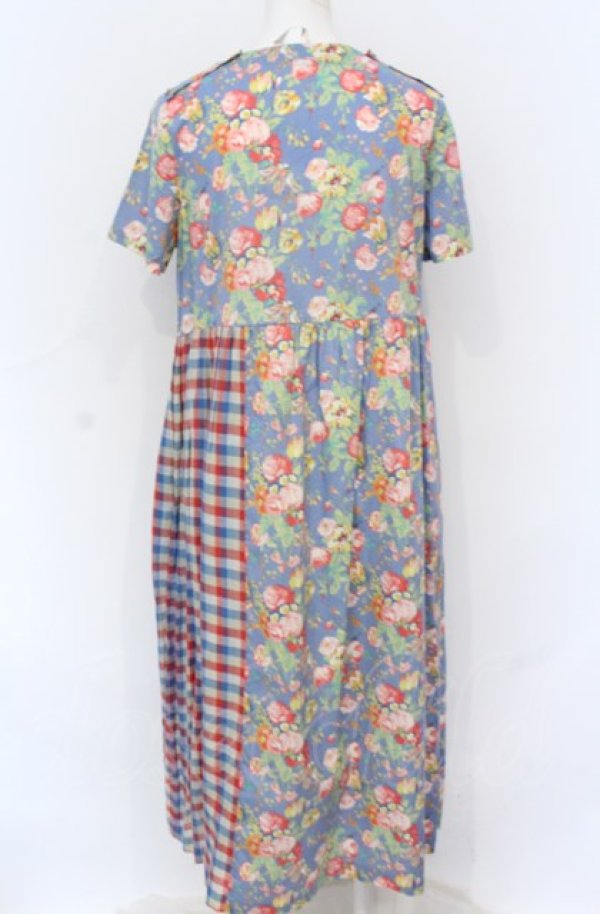 画像2: Jane Marple Dans Le Salon / Magical bouquet check one piece　ワンピース M ブルー系 O-25-05-31-2008-JM-OP-OW-OS (2)