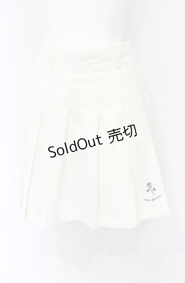 画像1: axes femme /  刺繍入プリーツキュロット F アイボリー O-25-05-31-2020-AX-PA-YM-OS (1)