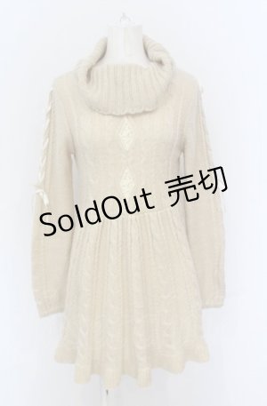 画像: axes femme / 袖レースアップニットワンピース M ベージュ O-25-05-31-2021-AX-OP-YM-OS