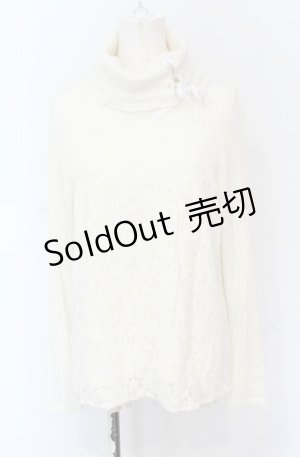 画像: axes femme / レース切り替えハイネックニット M キナリ O-25-05-31-2022-AX-TO-OW-OS
