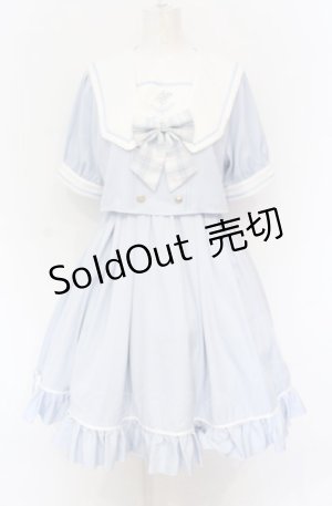 画像: Amavel / Twinkle Plaid セットアップ風セーラーワンピース F サックス O-25-05-31-2024-CA-OP-OW-OS