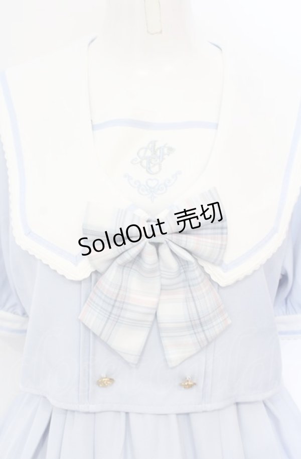 画像2: Amavel / Twinkle Plaid セットアップ風セーラーワンピース F サックス O-25-05-31-2024-CA-OP-OW-OS (2)