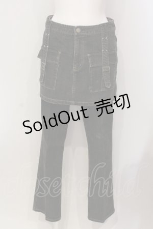 画像: 【SALE】PINK HOUSE / ミニスカート付きデニムパンツ M クロ O-25-05-31-018-LO-SK-OW-ZT095