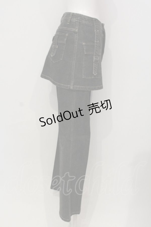 画像2: 【SALE】PINK HOUSE / ミニスカート付きデニムパンツ M クロ O-25-05-31-018-LO-SK-OW-ZT095 (2)