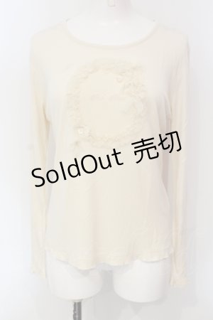 画像: PINK HOUSE / ドットチュールフリルモチーフカットソー  アイボリー O-25-05-31-027-LO-TO-IG-OS