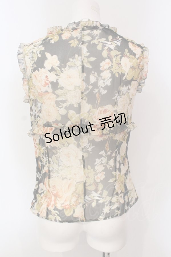 画像3: 【SALE】PINK HOUSE / ラッフルフリルシフォンノースリーブトップス  クロ O-25-05-31-031-LO-TO-OW-ZT374 (3)
