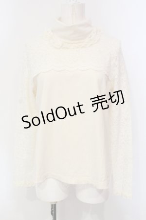 画像: PINK HOUSE / レースラグランハイネックカットソー M アイボリー O-25-05-31-032-LO-TO-OW-OS