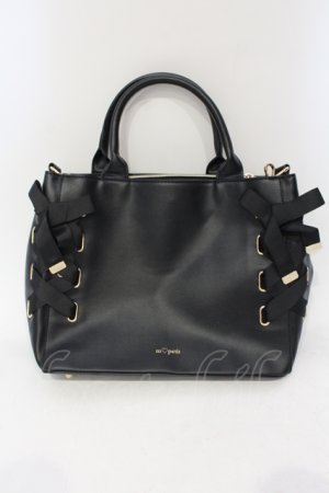 画像: m petit by misako / AMレースアップ 2WAY トートバッグ  クロ O-25-06-03-036-LO-BG-IG-OS