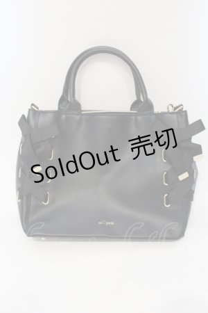 画像: m petit by misako / AMレースアップ 2WAY トートバッグ  クロ O-25-06-03-036-LO-BG-IG-ZT-K012