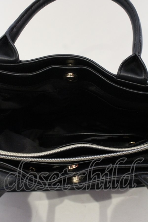 画像4: m petit by misako / AMレースアップ 2WAY トートバッグ  クロ O-25-06-03-036-LO-BG-IG-OS (4)