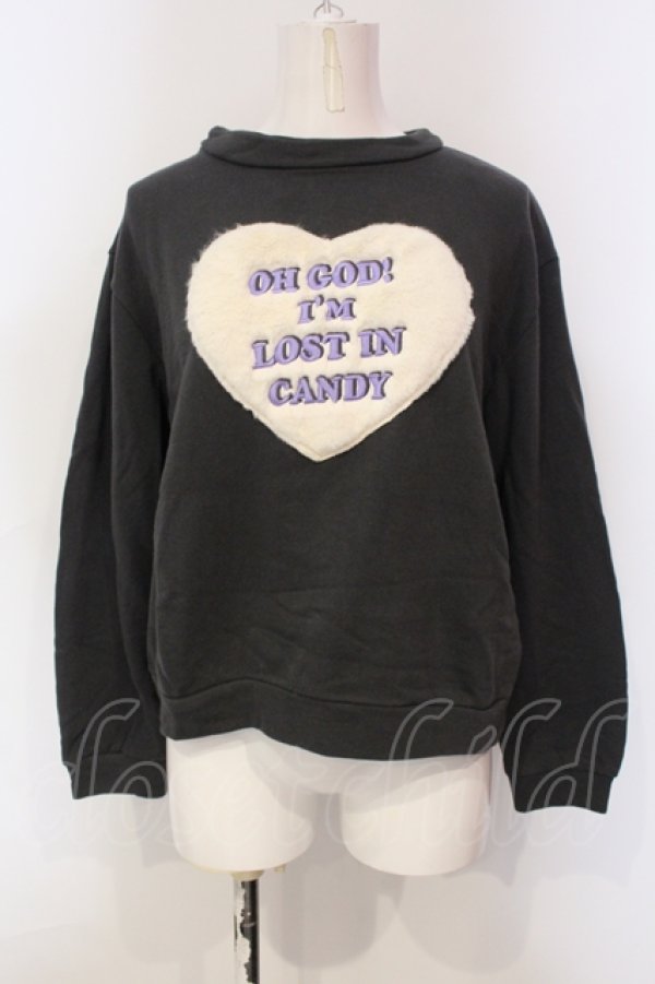 画像1: Candy Stripper / LOST IN CANDYワッペントレーナー  チャコールグレー O-25-06-03-005-PU-TO-OW-OS (1)