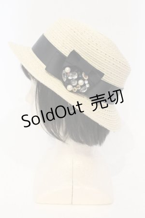 画像: axes femme / ビジューリボンストローハット  ナチュラル×クロ O-25-06-03-044-AX-AC-IG-ZT-K011