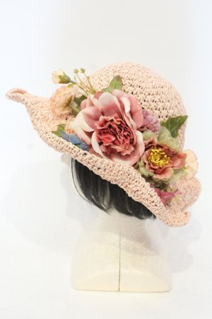 画像: axes femme / 造花ストローハット  ピンク O-25-06-03-045-AX-AC-IG-OS