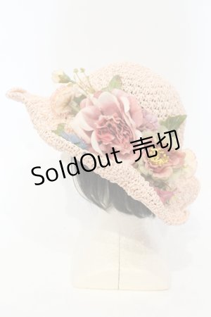 画像: axes femme / 造花ストローハット  ピンク O-25-06-03-045-AX-AC-IG-OS