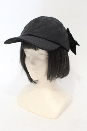 画像: melume / makiコラボリボン付きキルトキャップ 57.5ｃｍ クロ O-25-06-03-047-LO-AC-OW-OS