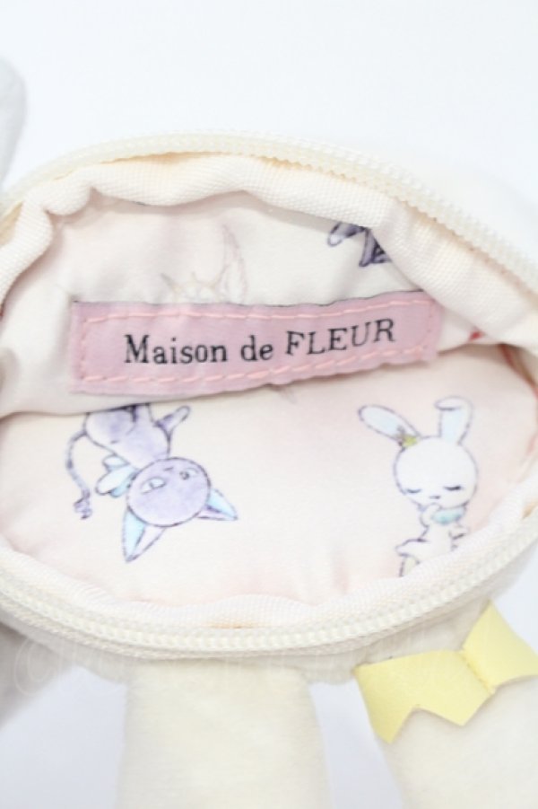 画像3: Maison de FLEUR / モモ フェイスポーチ  アイボリー O-25-06-03-055-LO-ZA-OW-OS (3)