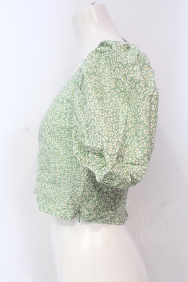 画像2: Candy Stripper / INY FLOWER PUFF SLEEVE トップス  グリーン O-25-06-03-009-PU-TO-OW-OS (2)