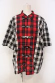 画像1: Candy Stripper / CHECK COMBINED CHINA SHIRT  レッド×ブラック O-25-06-03-013-PU-TO-OW-OS (1)