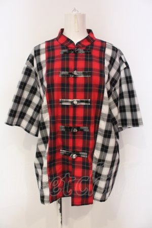 画像: Candy Stripper / CHECK COMBINED CHINA SHIRT  レッド×ブラック O-25-06-03-013-PU-TO-OW-OS