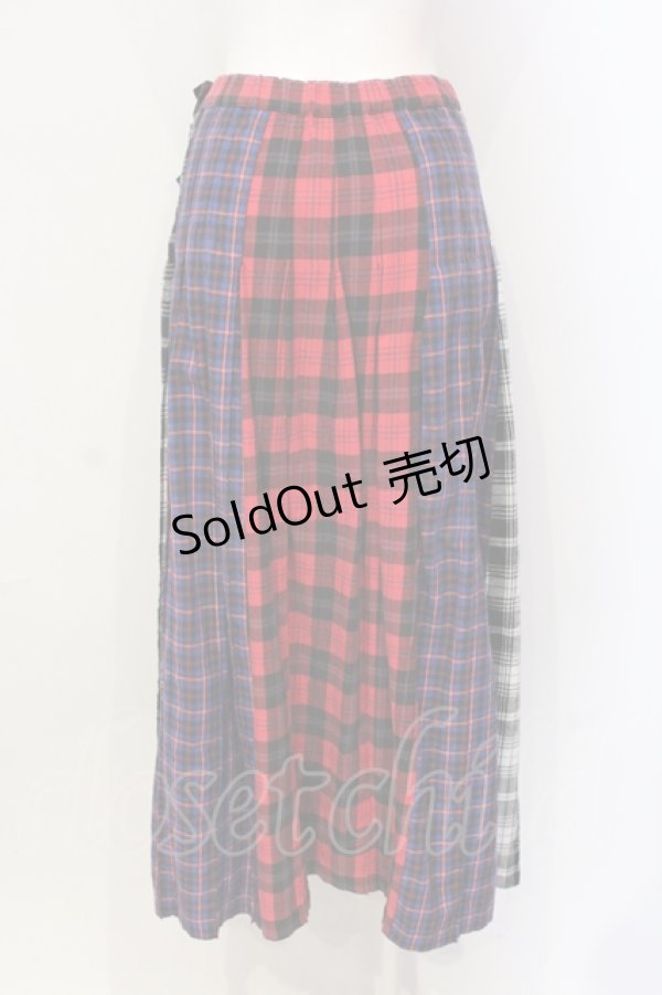 画像3: Candy Stripper / CHECK BLOCKING PLEATS スカート  レッド×ネイビー O-25-06-03-009-PU-SK-OW-OS (3)