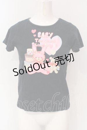 画像: BABY,THE STARS SHINE BRIGHT / うさくみゃプリントＴシャツ  クロ O-25-06-07-031-BA-TO-OW-OS