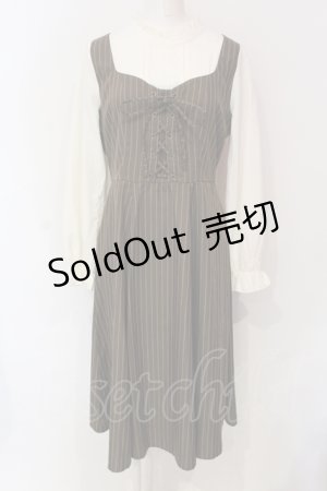 画像: axes femme / レースアップストライプワンピース F ブラウン O-25-06-07-035-AX-OP-OW-OS