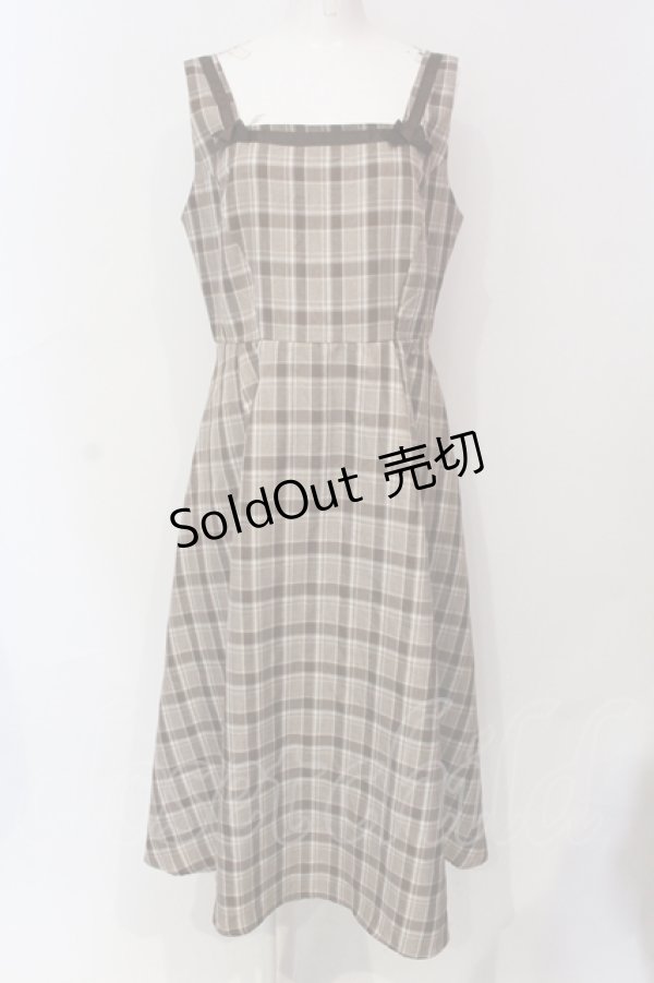 画像1: m petit by misako / リボンチェックジャンパースカート LL ブラウン O-25-06-07-036-LO-OP-OW-ZT250 (1)