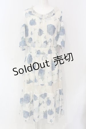 画像: axes femme / 紫陽花柄ロングワンピース F アイボリー O-25-06-07-038-AX-OP-IG-OS