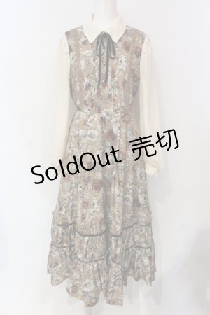 画像: axes femme / クラシカルフラワーワンピース/ミュルーズ染織美術館コラボ F ブラウン O-25-06-07-047-AX-OP-IG-ZT145