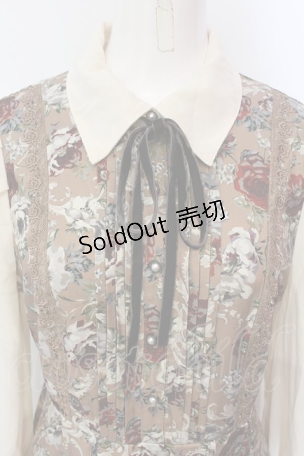 画像2: axes femme / クラシカルフラワーワンピース/ミュルーズ染織美術館コラボ F ブラウン O-25-06-07-047-AX-OP-IG-ZT145 (2)