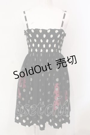 画像: PEACE NOW / ドットリボンプリントシャーリングワンピース M ブラック×ホワイト×ピンク O-25-06-07-066-PU-OP-IG-ZS