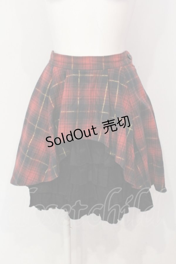 画像1: PEACE NOW / アシンメトリーティアードスカート M レッド×ブラック O-25-06-07-071-PU-SK-IG-ZS (1)