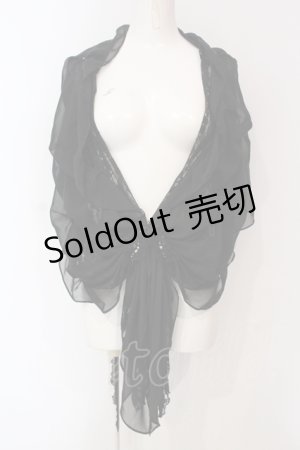 画像: axes femme / レースシフォンショール  クロ O-25-06-07-022-AX-ZA-IG-OS