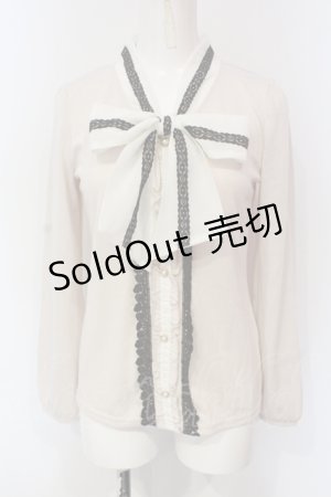 画像: axes femme / タイ付きブラウス風プルオーバー M ベージュ O-25-06-07-026-AX-TO-IG-OS