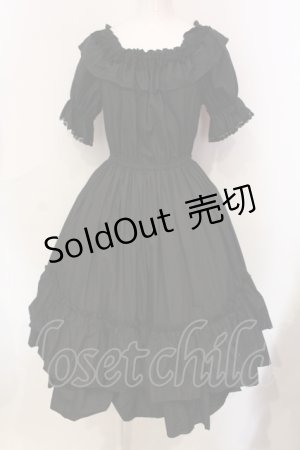 画像: Dreaming Drop / シャーリングワンピース  クロ O-25-06-09-032-LO-OP-OW-OS