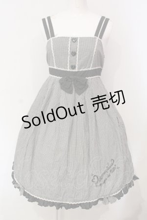 画像: metamorphose / クラウンレーベルSetのハイウエストギンガムジャンパースカート  クロ O-25-06-09-005-ME-OP-OW-OS