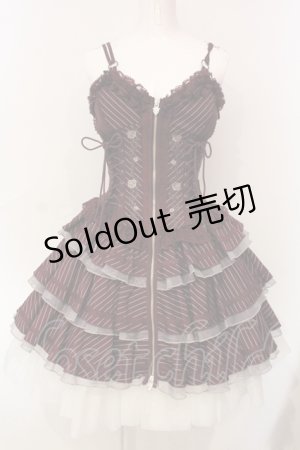 画像: OZZ ANGELO / Stripe Rose ビスチェワンピース  ワイン O-25-06-09-034-OO-OP-IG-OS