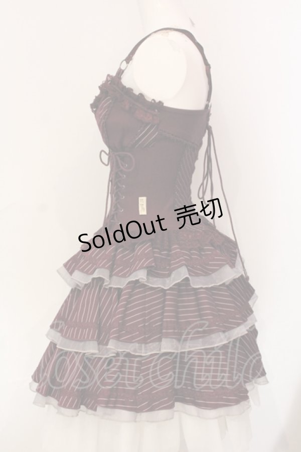 画像3: OZZ ANGELO / Stripe Rose ビスチェワンピース  ワイン O-25-06-09-034-OO-OP-IG-OS (3)