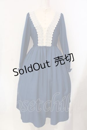 画像: Innocent World / キャトリーヌ(長袖)ワンピース M ブルー×キナリ O-25-06-09-035-IW-OP-OW-OS