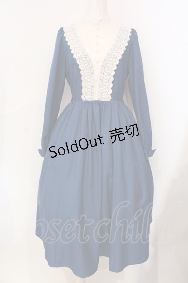 画像1: Innocent World / キャトリーヌ(長袖)ワンピース M ブルー×キナリ O-25-06-09-035-IW-OP-OW-OS (1)